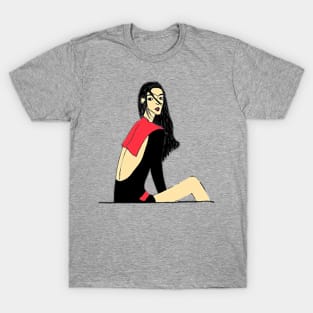 Tasteful Nice-Looking Girl - Girl with Long Hair Style T-Shirt